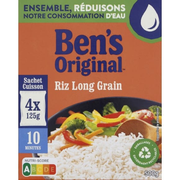 Ben s original riz sachet cuisson long grain 10mn 500g (4x125g)