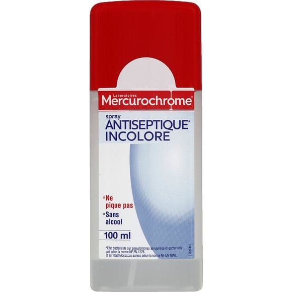 Mercurochrome Antiseptique incolore, sans alcool, ne pique pas