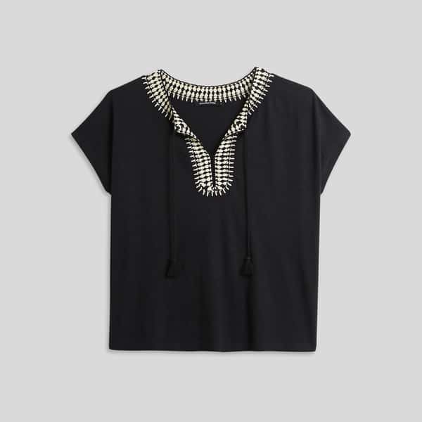 third-row-image de T-shirt manches courtes col crochet