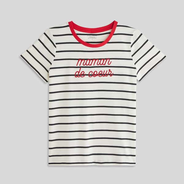 third-row-image de T-shirt rayé col rond en coton BIO