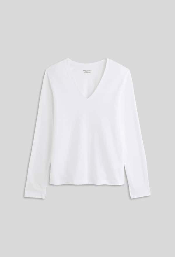third-row-image de T-shirt manches longues col V en coton BIO