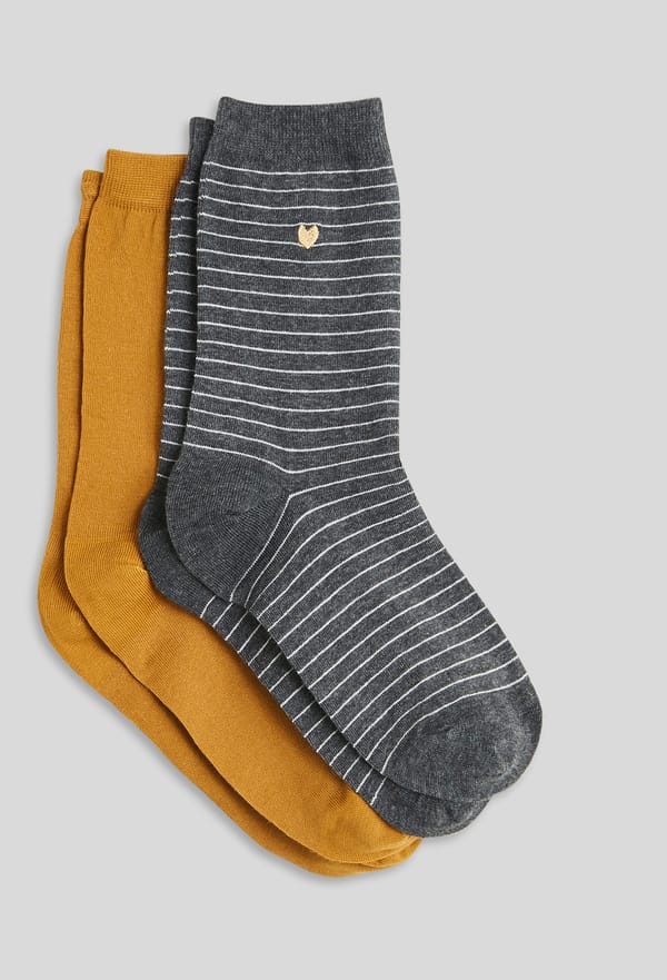 second-row-image de Lot de 2 paires de chaussettes brod{es coeur