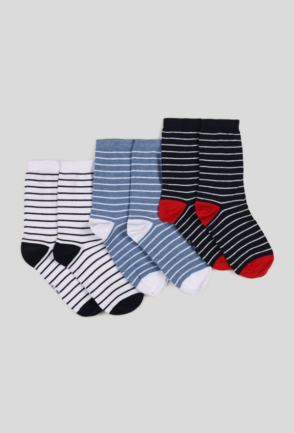 second-row-image de Lot de 3 paires de chaussettes rayées en coton BIO