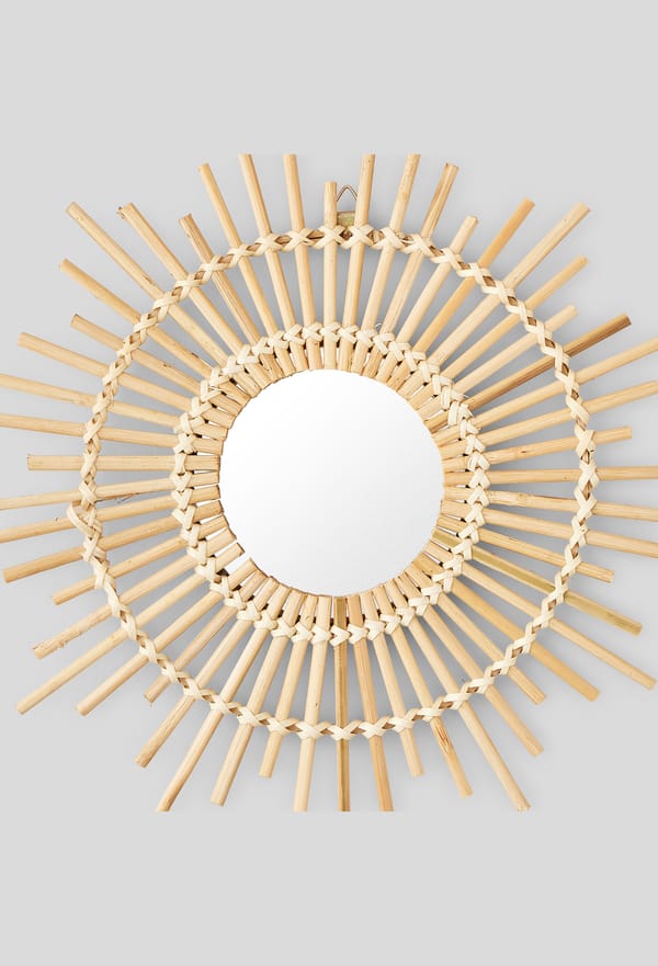 second-row-image de Mini miroir soleil, D30 cm, en bambou