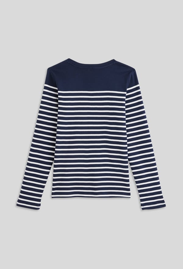 third-row-image de T-shirt manches longues marinière en coton BIO