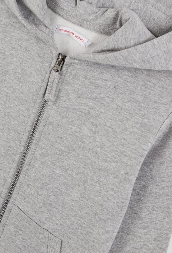 third-row-image de Sweat zippé à capuche uni contenant du coton BIO