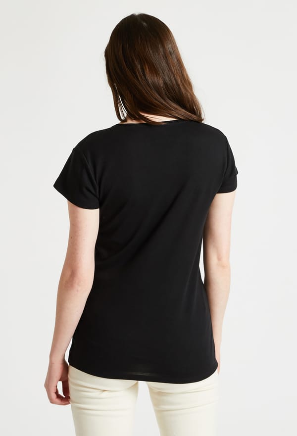 last-odd-image de T-shirt col V uni en coton, Bio