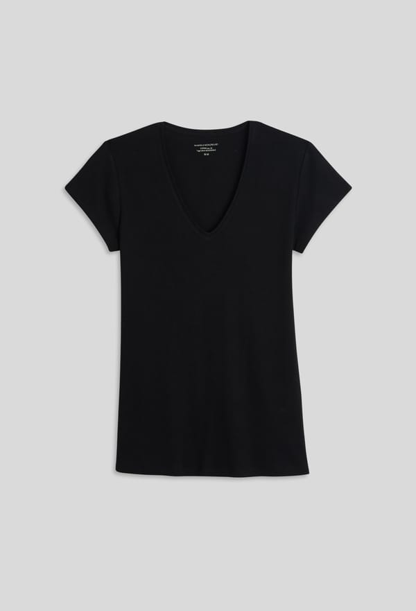 third-row-image de T-shirt col V uni en coton, Bio