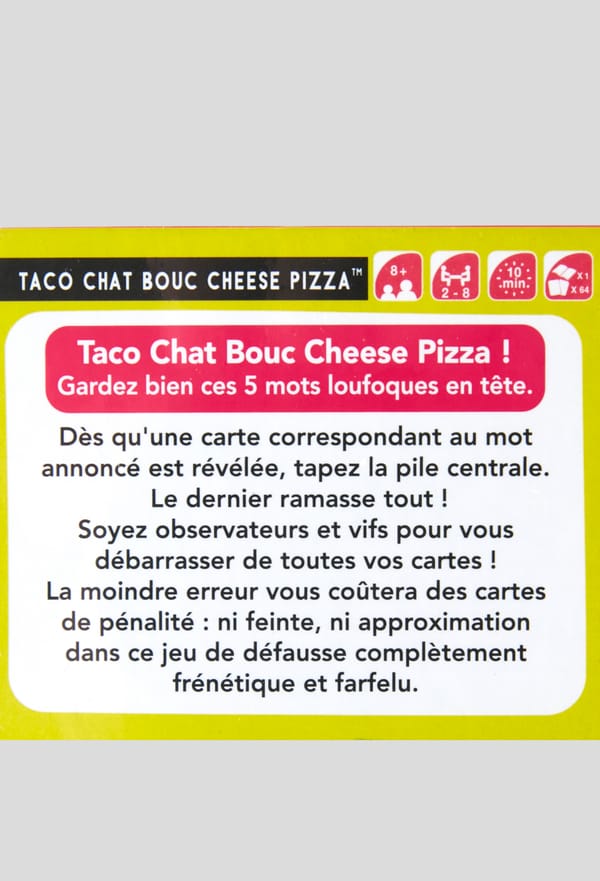 Taco chat bouc cheese pizza Ocre Blue Orange 