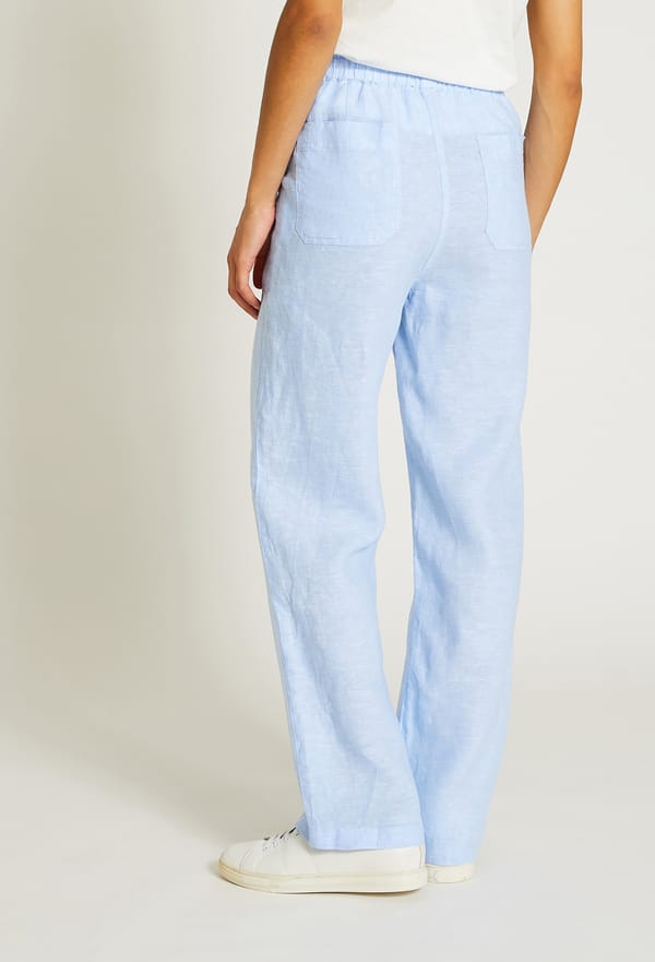 Mode Pantalons Pantalons en lin Monoprix Femme Pantalon en lin gris clair style d\u00e9contract\u00e9 