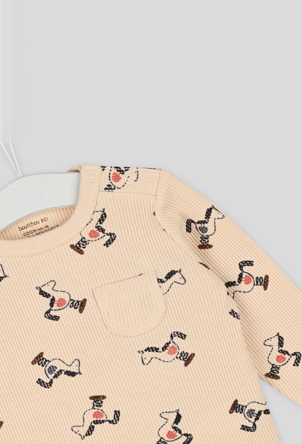 third-row-image de T.shirt en nid d'abeille imprimé en coton BIO, Oeko-Tex