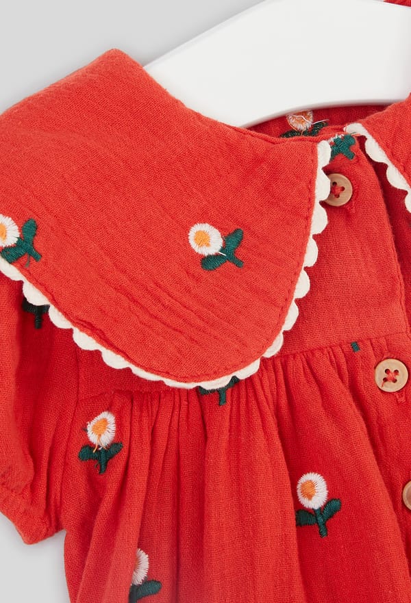 third-row-image de Robe avec bloomer brodée fleurs en coton BIO, Oeko-Tex
