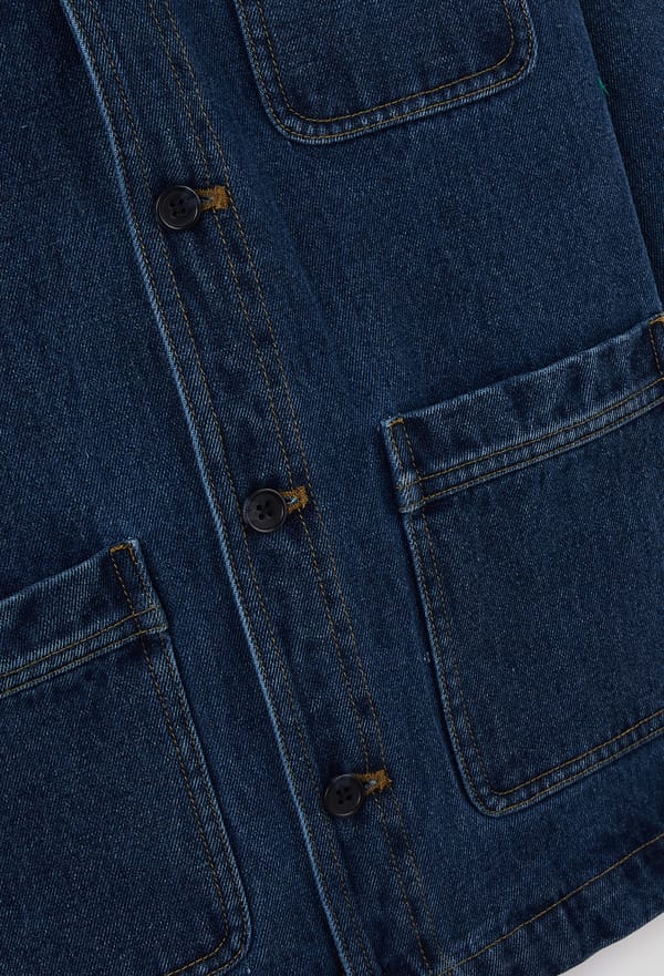 third-row-image de Veste worker en jean avec doublure col en moumoute