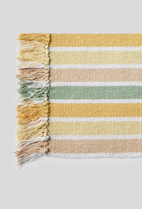second-row-image de Tapis tissé teint à rayures multicolores, 60x90cm, 100% coton