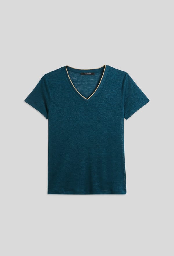third-row-image de T-shirt col V irisé en lin, certifié European Flax