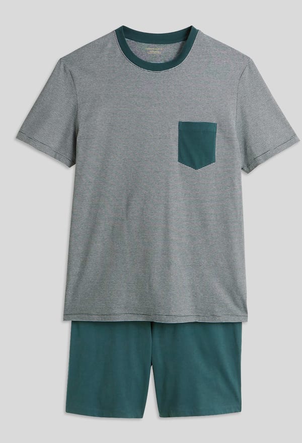 third-row-image de Pyjama manches courtes rayé et bermuda en jersey de coton, BIO