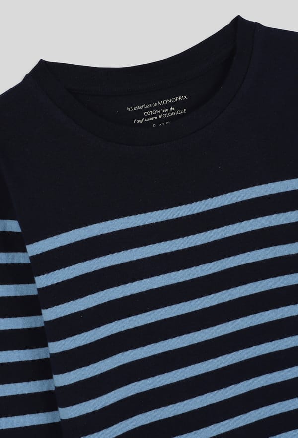 third-row-image de T-shirt manches longues marinière en coton BIO