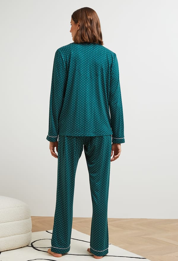 last-odd-image de Pyjama col tailleur à pois et poche poitrine, certifié EcoVero