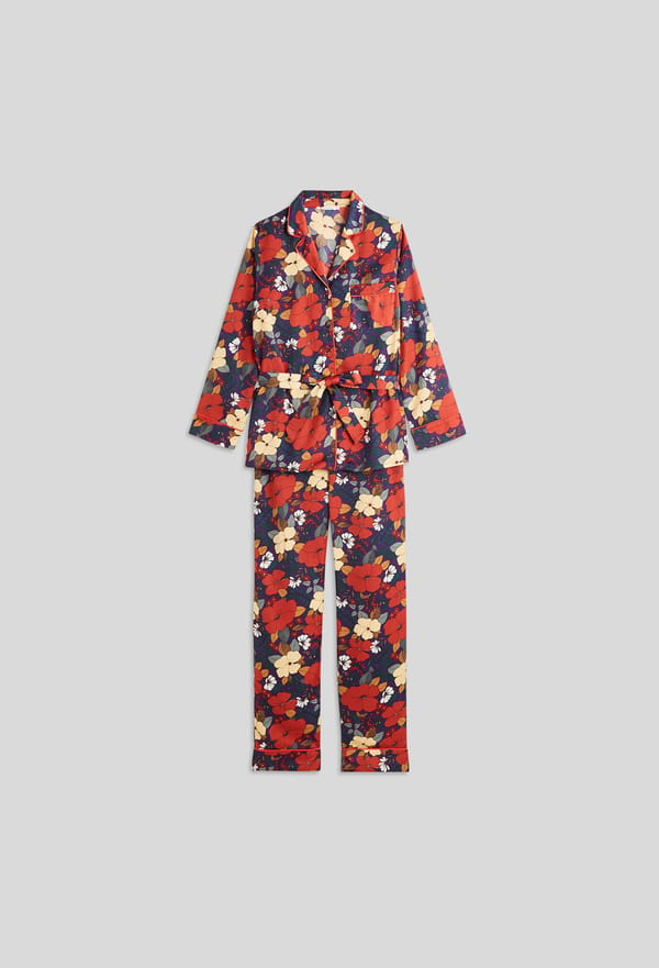 third-row-image de Pyjama avec ceinture imprimé satiné, Oeko-Tex