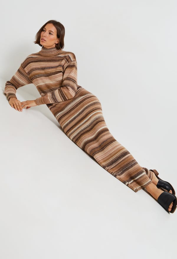 Robe longue maille fantaisie contenant de la laine Ecru Monoprix Femme - Monoprix.fr